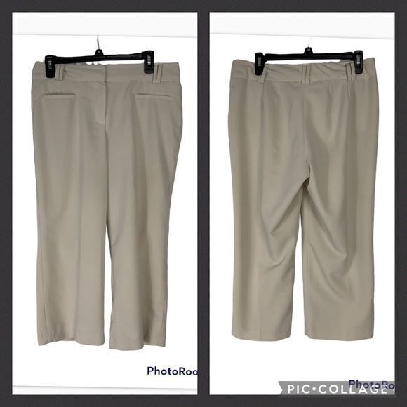 Larry Levine Light Tan Stretch High Rise Capris Business Casual Career Size 8 - Picture 1 of 8